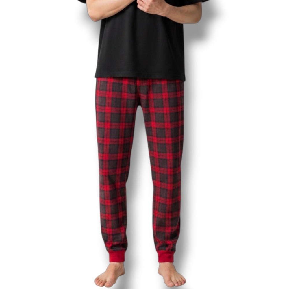 NWT Nautica Mens‎ RestLuxe Pajama Pants Large L Red Black Plaid Sleepwear